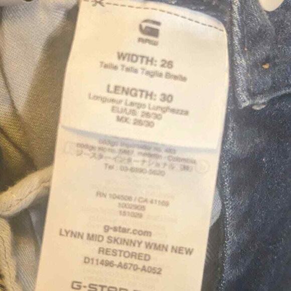 G-Star Raw Lynn Mid Skinny Distressed Jeans sz 26W/30L - Picture 7 of 7